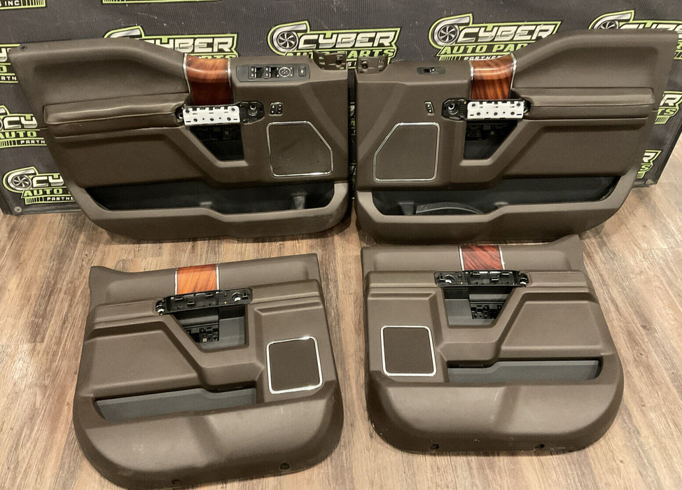 2017-2019 FORD F250 F350 KING RANCH BROWN FRONT & REAR DOOR PANEL SET OEM~READ~