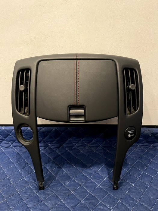 2017 NISSAN 370 NISMO RED STITCH CENTER DASH AC RADIO SURROUND BEZEL OEM *SCUFFS
