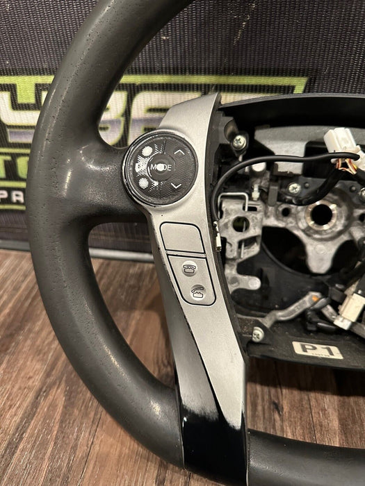 2014 TOYOTA PRUIS V BLACK LEATHER STEERING WHEEL OEM *WEAR* (READ DESCRIPTION)