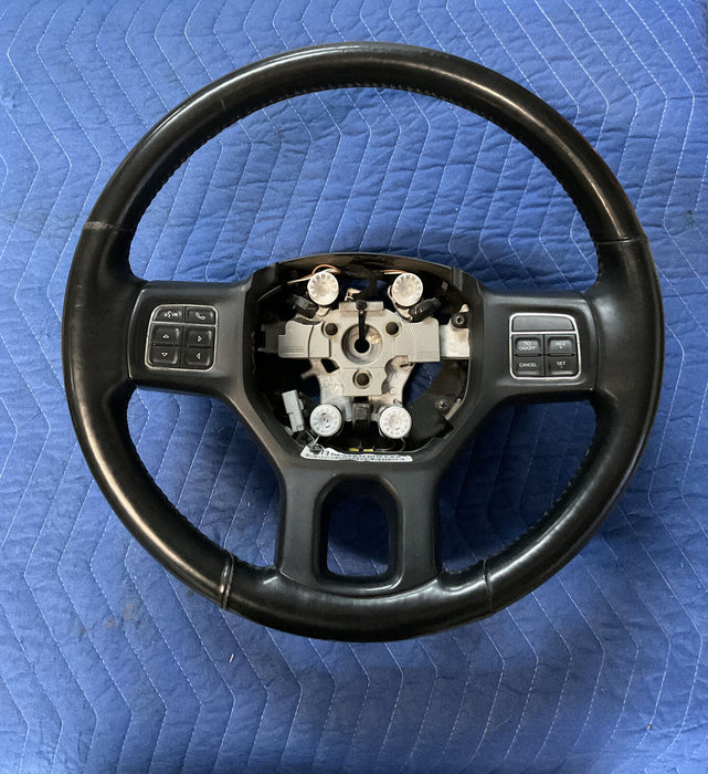 2017 RAM 2500 3500 SLT BLACK LEATHER STEERING WHEEL OEM 167K MILES~MINOR WEARS~