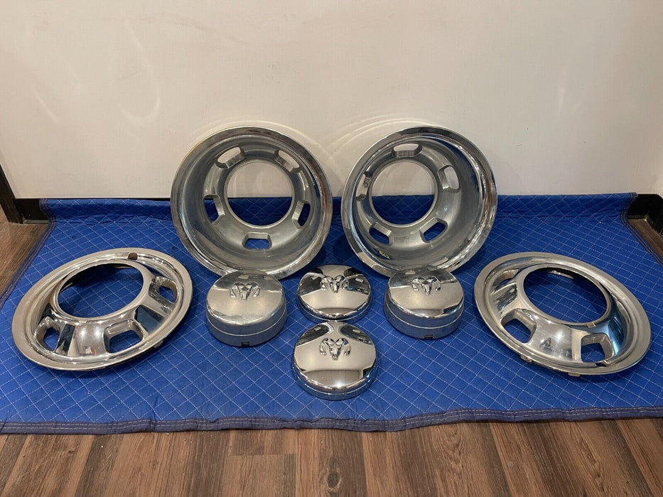 2012 DODGE RAM 3500 DUALLY CHROME WHEEL SIMULATORS & CAPS OEM