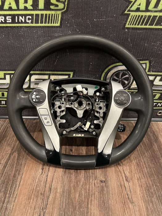2014 TOYOTA PRUIS V BLACK LEATHER STEERING WHEEL OEM *WEAR* (READ DESCRIPTION)