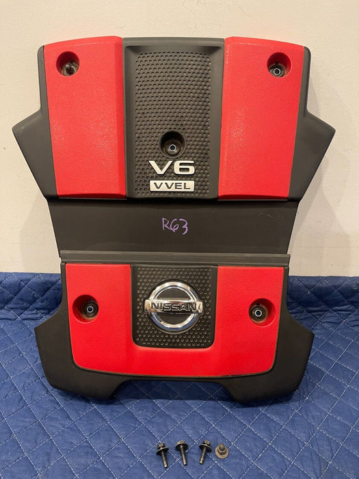 2014 NISSAN 370Z NISMO V6 VVEL RED ENGINE COVER W/ HARDWARE OEM