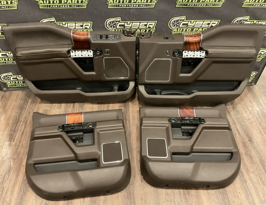 2017-2019 FORD F250 F350 KING RANCH BROWN FRONT & REAR DOOR PANEL SET OEM~READ~