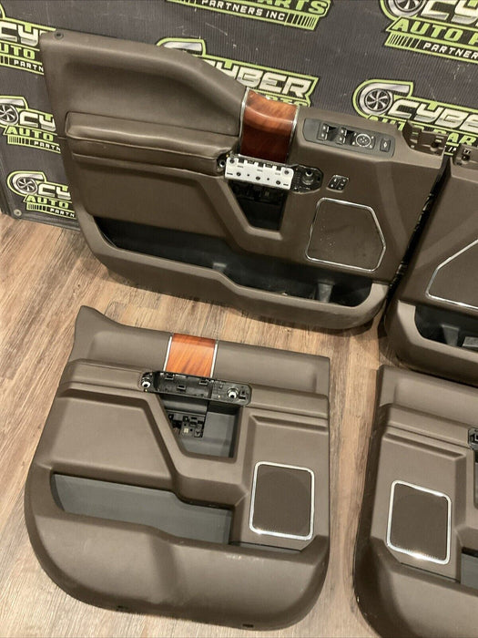 2017-2019 FORD F250 F350 KING RANCH BROWN FRONT & REAR DOOR PANEL SET OEM~READ~