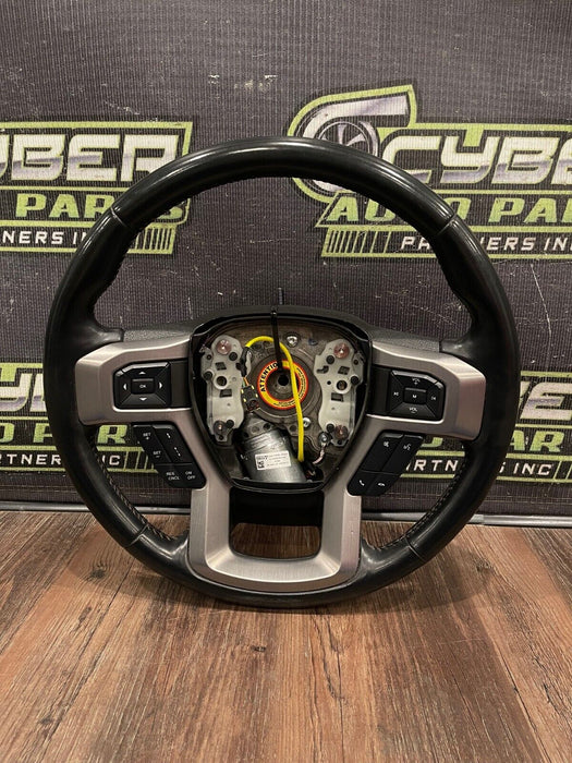 2021 FORD F350 SUPERDUTY BLACK LEATHER STEERING WHEEL OEM *NO FAULTS* -READ DESC