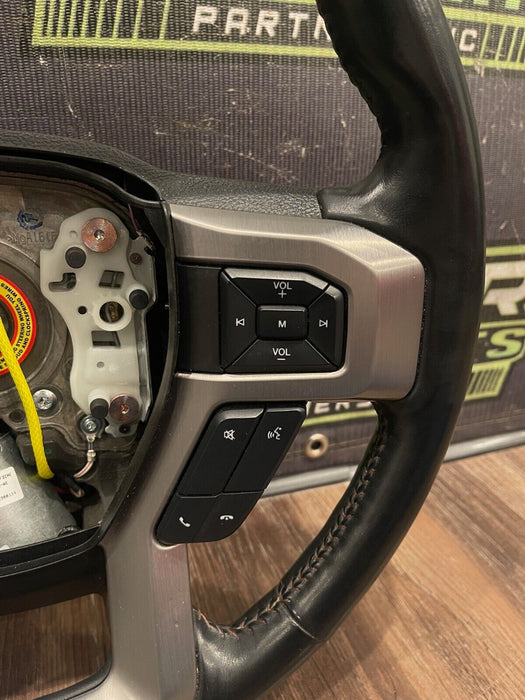 2021 FORD F350 SUPERDUTY BLACK LEATHER STEERING WHEEL OEM *NO FAULTS* -READ DESC